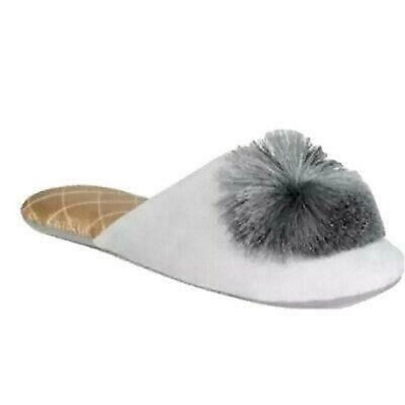 INC International Concepts INC Tassel Pom Pom Slippers, Gray, Sz. XL - Picture 1 of 7